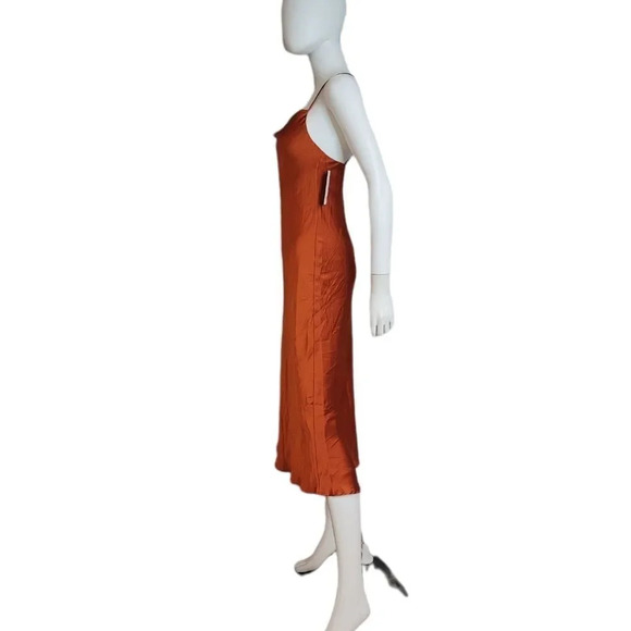 Show Me Your MuMu Verona Cowl Dress in Burnt Orange Luxe Satin - Picture 4 of 10
